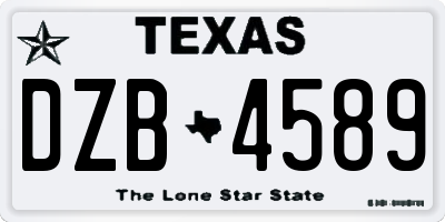 TX license plate DZB4589