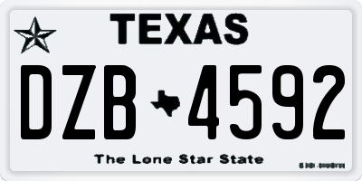 TX license plate DZB4592