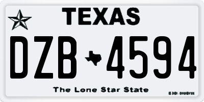 TX license plate DZB4594