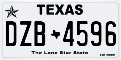 TX license plate DZB4596