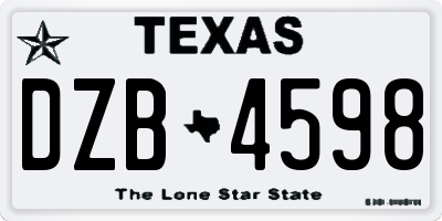 TX license plate DZB4598