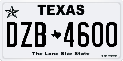 TX license plate DZB4600