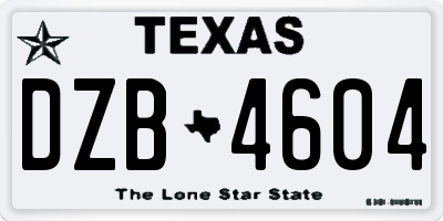 TX license plate DZB4604