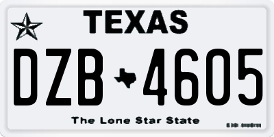TX license plate DZB4605
