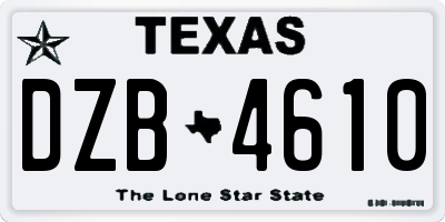 TX license plate DZB4610