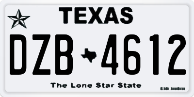 TX license plate DZB4612