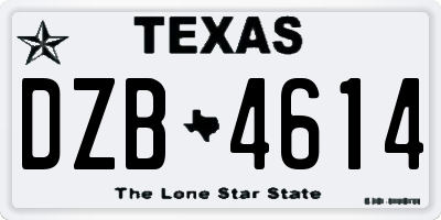 TX license plate DZB4614