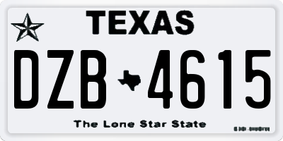 TX license plate DZB4615