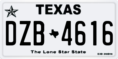 TX license plate DZB4616