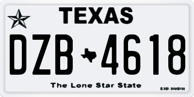 TX license plate DZB4618