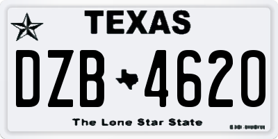 TX license plate DZB4620