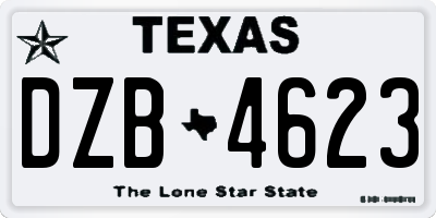 TX license plate DZB4623