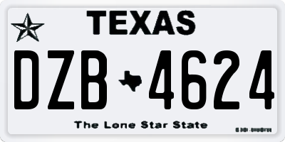 TX license plate DZB4624