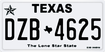 TX license plate DZB4625