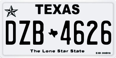 TX license plate DZB4626
