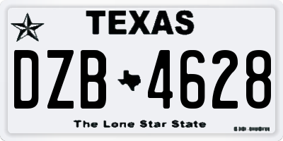 TX license plate DZB4628