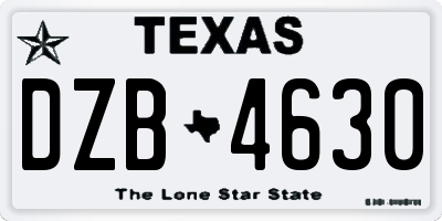 TX license plate DZB4630