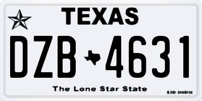 TX license plate DZB4631
