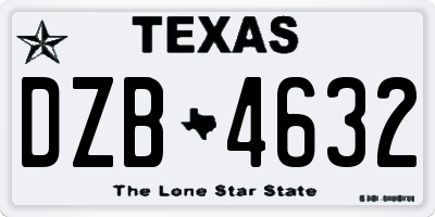TX license plate DZB4632