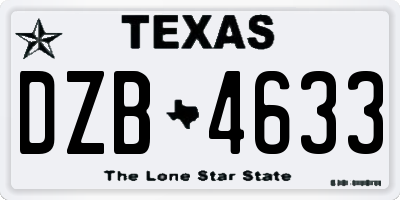 TX license plate DZB4633