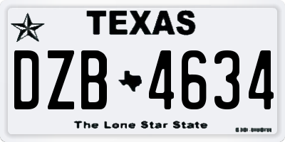 TX license plate DZB4634