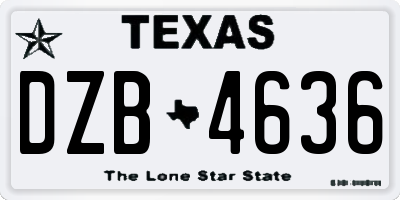 TX license plate DZB4636