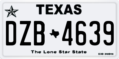 TX license plate DZB4639