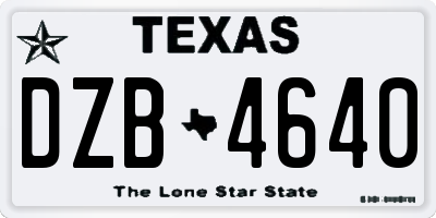 TX license plate DZB4640