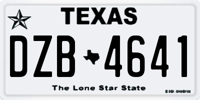 TX license plate DZB4641