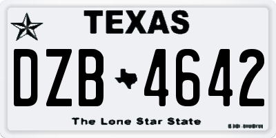 TX license plate DZB4642
