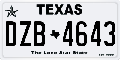 TX license plate DZB4643