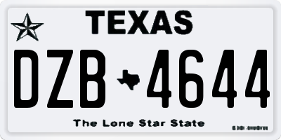 TX license plate DZB4644
