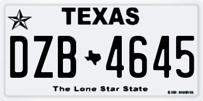 TX license plate DZB4645
