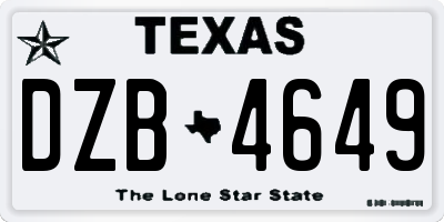 TX license plate DZB4649