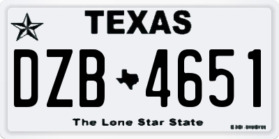 TX license plate DZB4651