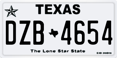 TX license plate DZB4654