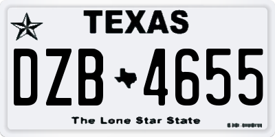 TX license plate DZB4655