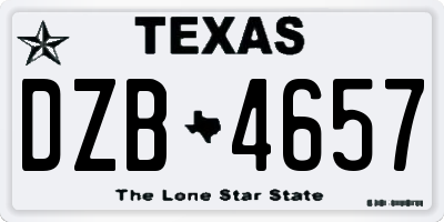 TX license plate DZB4657