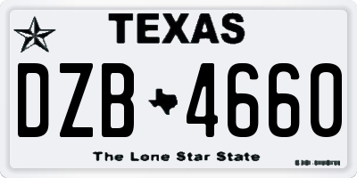 TX license plate DZB4660