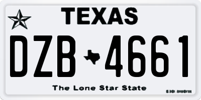 TX license plate DZB4661