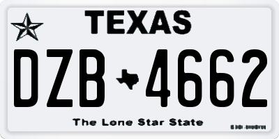TX license plate DZB4662