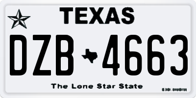 TX license plate DZB4663