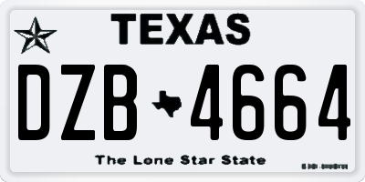 TX license plate DZB4664
