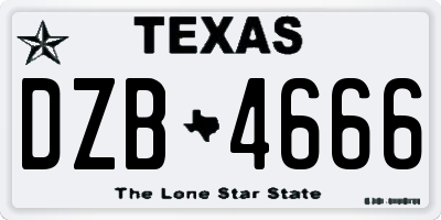 TX license plate DZB4666