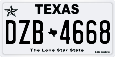 TX license plate DZB4668