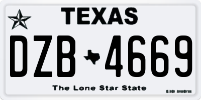 TX license plate DZB4669