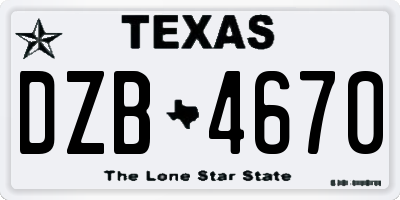 TX license plate DZB4670