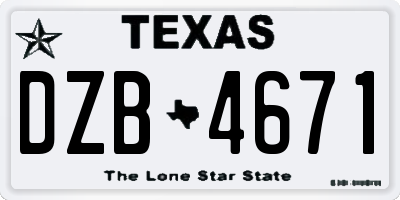 TX license plate DZB4671
