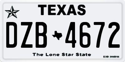 TX license plate DZB4672