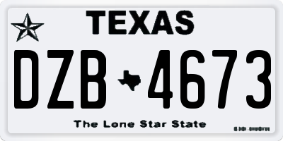 TX license plate DZB4673